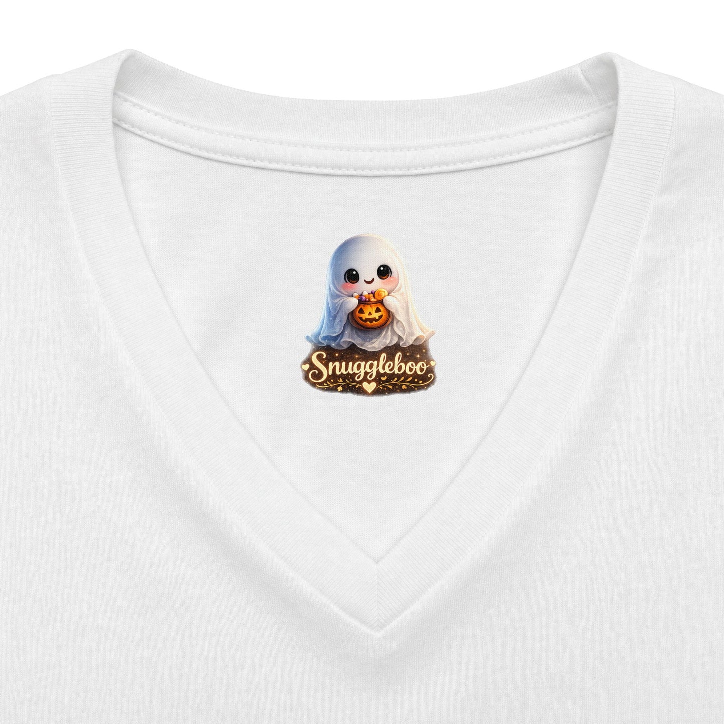 Vovó Halloween Tee — Cute Ghost & Pumpkin "Vovó" V-Neck Shirt