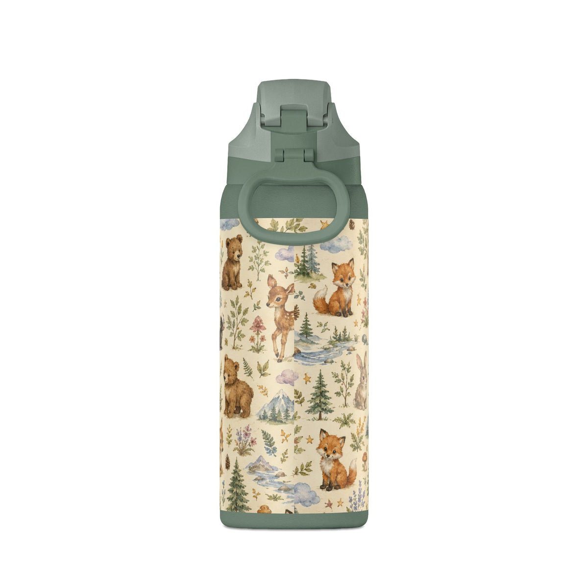 Insulated Water Bottle — Woodland Animals Pattern 32oz