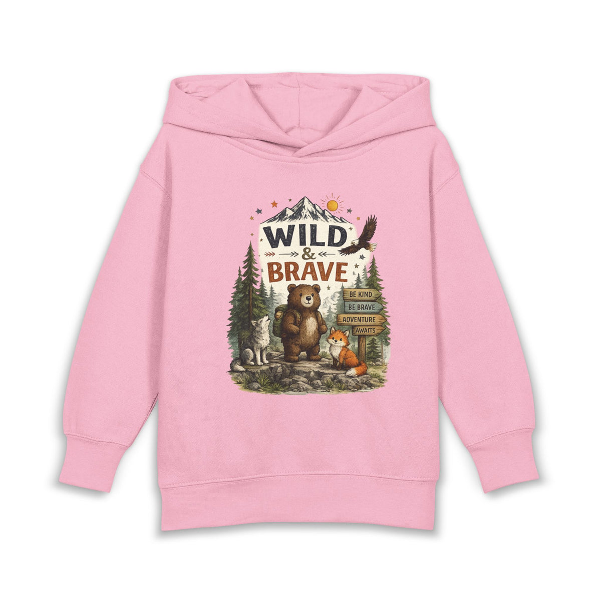 Wild & Brave Toddler Hoodie — Woodland Bear Adventure Pullover for Kids