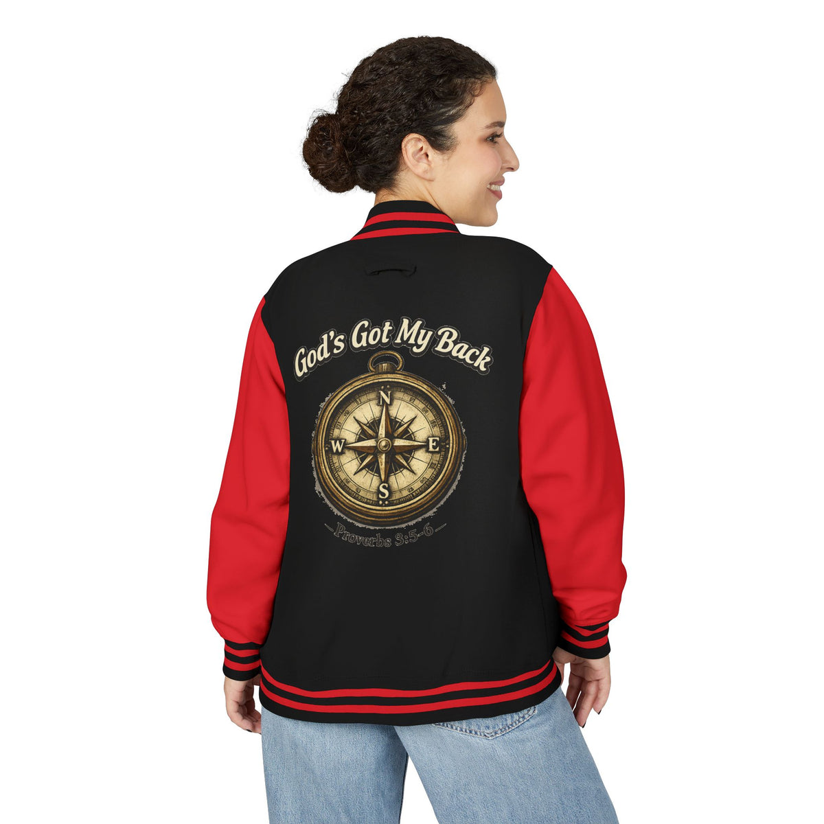 Letterman Jacket — "God's Got My Back" Compass Christian Varsity Jacket