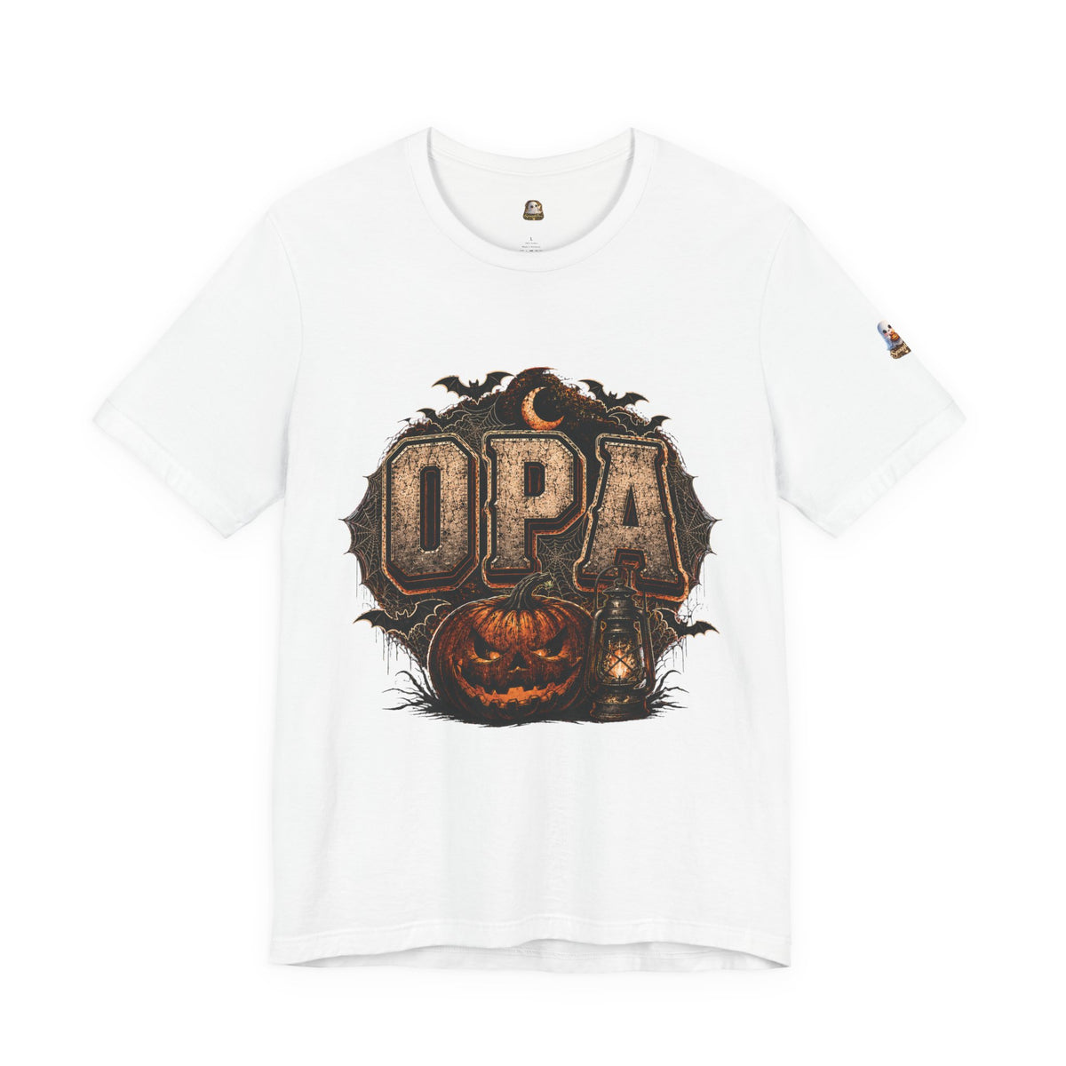 OPA Halloween Tee — Vintage Pumpkin, Lantern & Bat Graphic T-Shirt