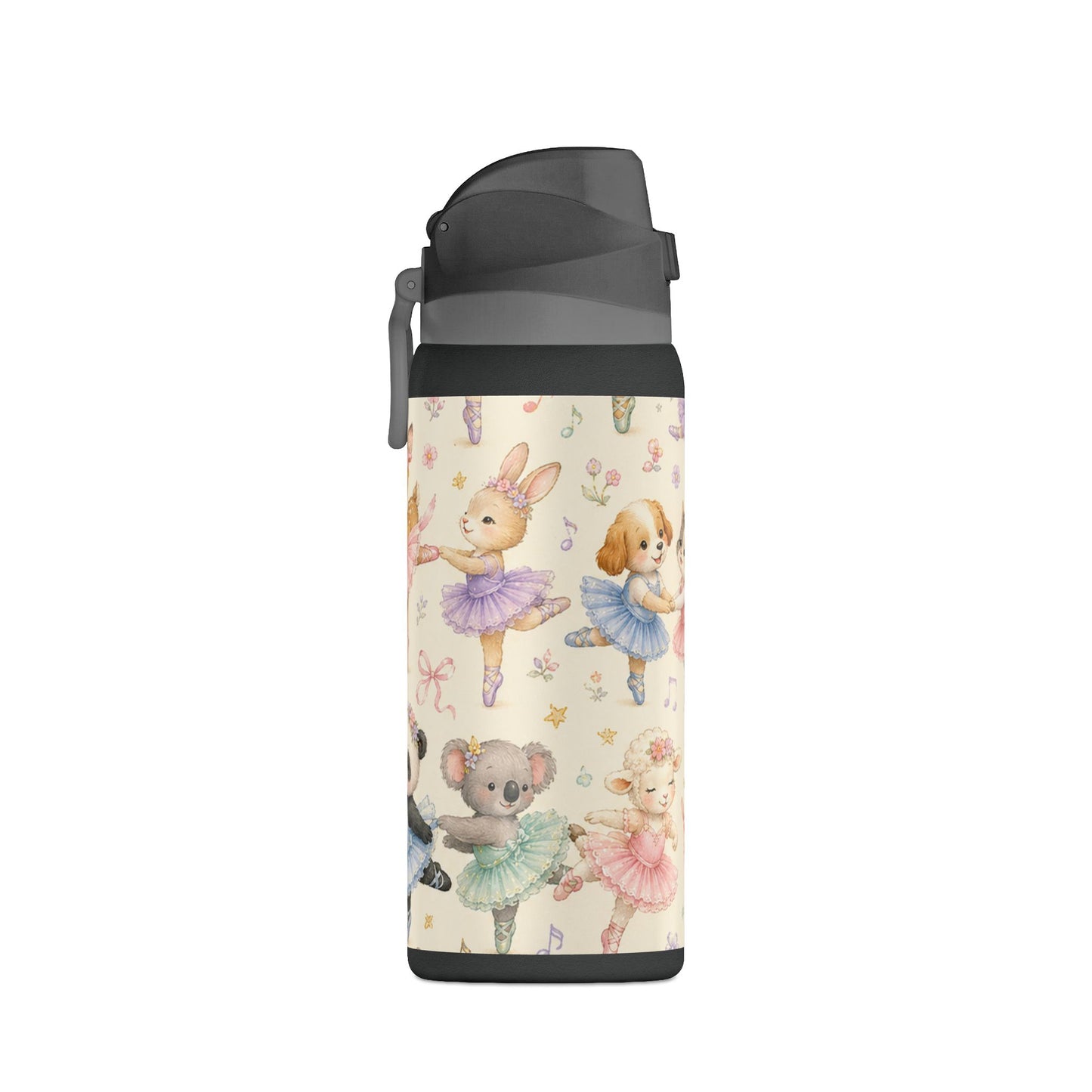 32oz Insulated Water Bottle — Cute Ballet Animal Print (Oasis)