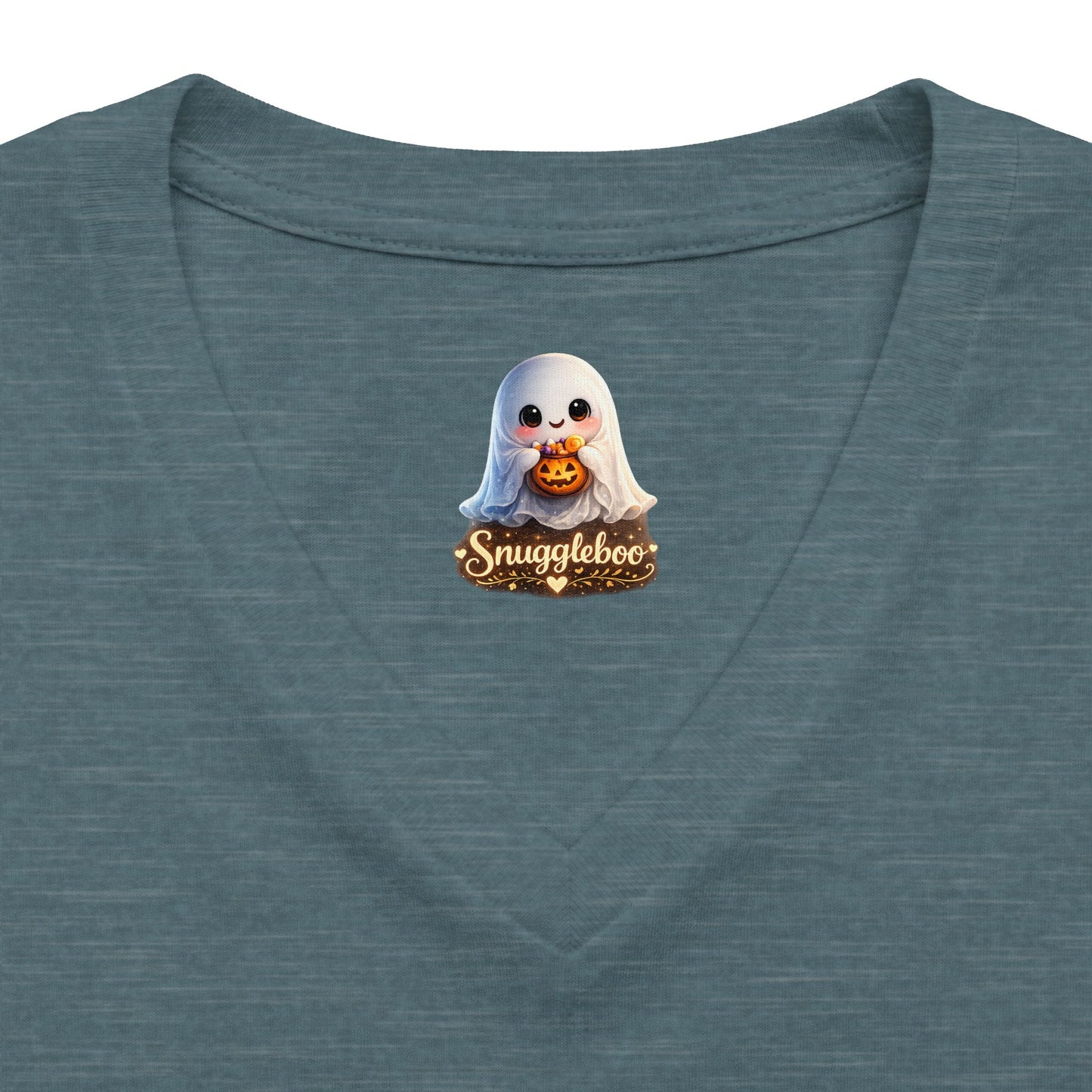 Vovó Halloween Tee — Cute Ghost & Pumpkin "Vovó" V-Neck Shirt