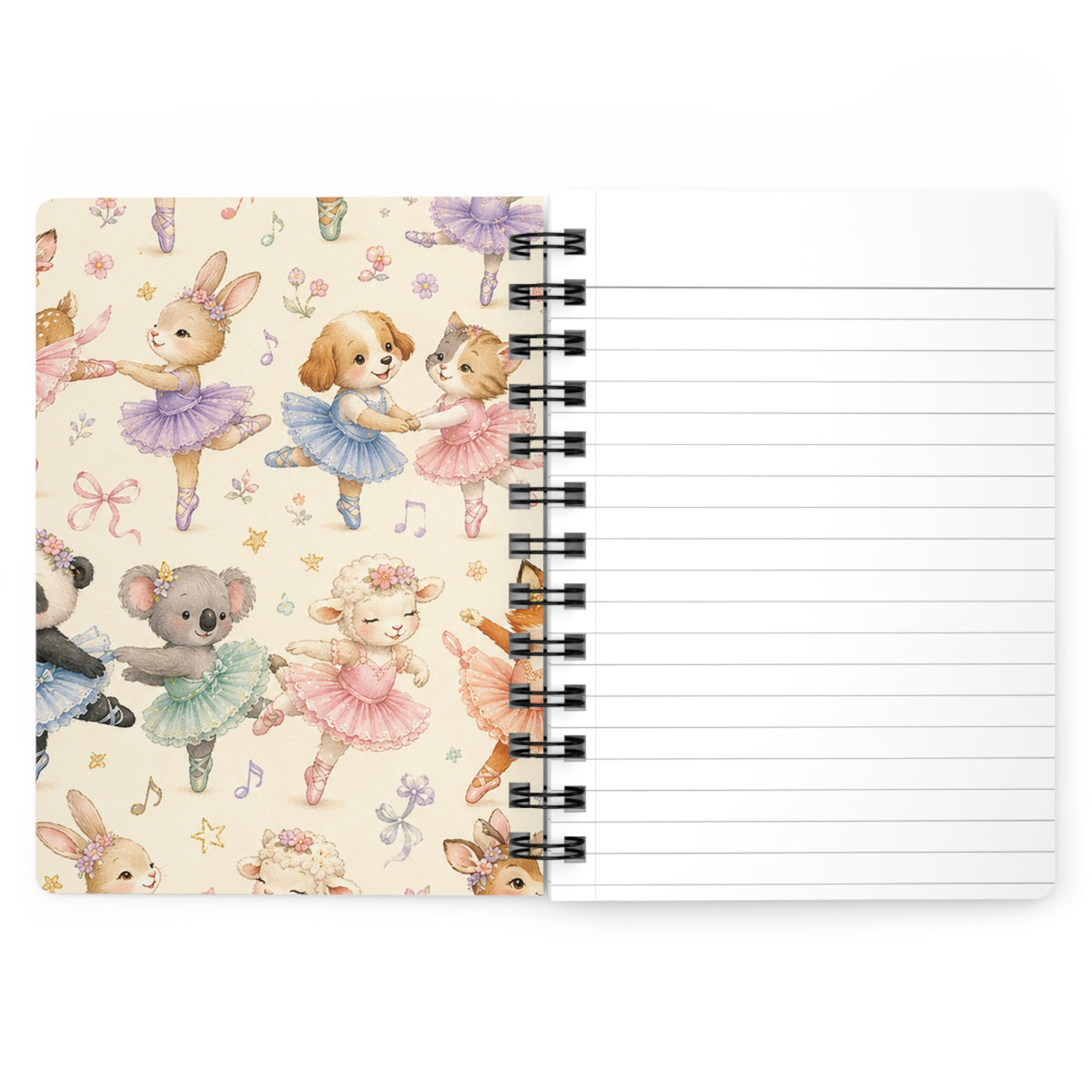 Ballet Animal Friends Spiral Notebook — Cute Watercolor Dancers Journal for Kids & Toddlers
