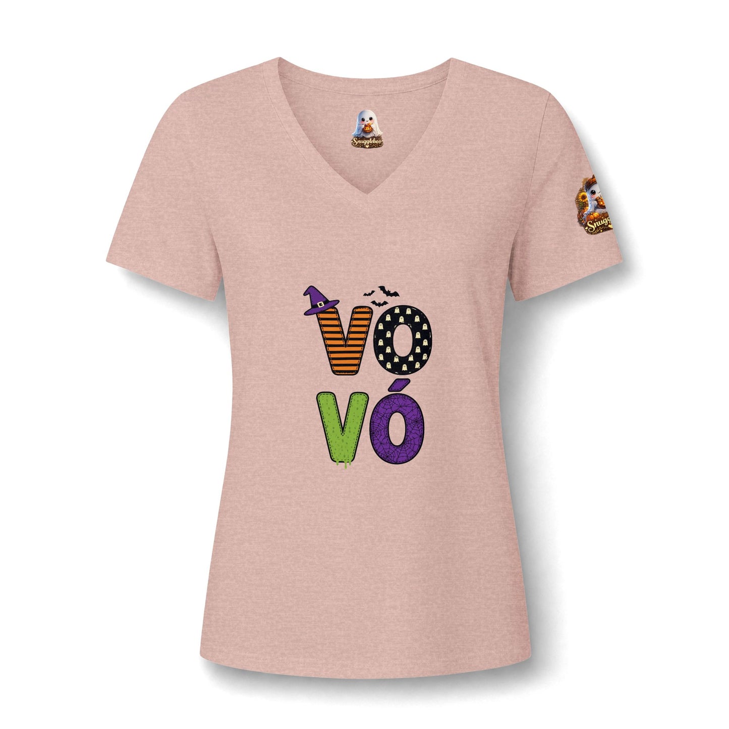 Vovó Halloween Tee — Cute Ghost & Pumpkin "Vovó" V-Neck Shirt