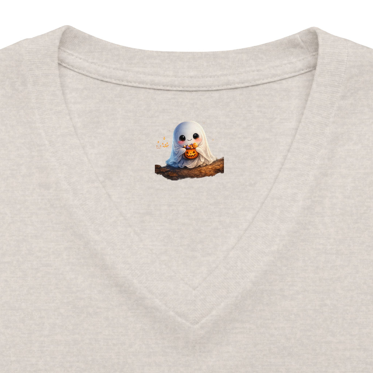 Abuela Halloween V-Neck Tee — Cute Pumpkin Ghost 'Abuela' Graphic