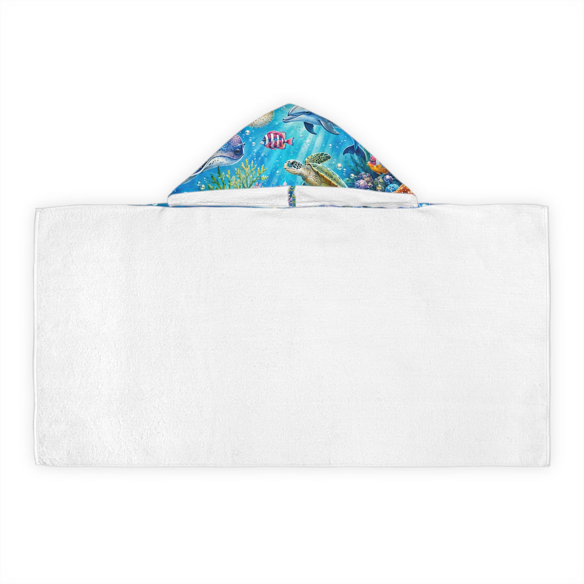 Kids Ocean Hooded Towel – Dolphin, Turtle & Colorful Sea Life