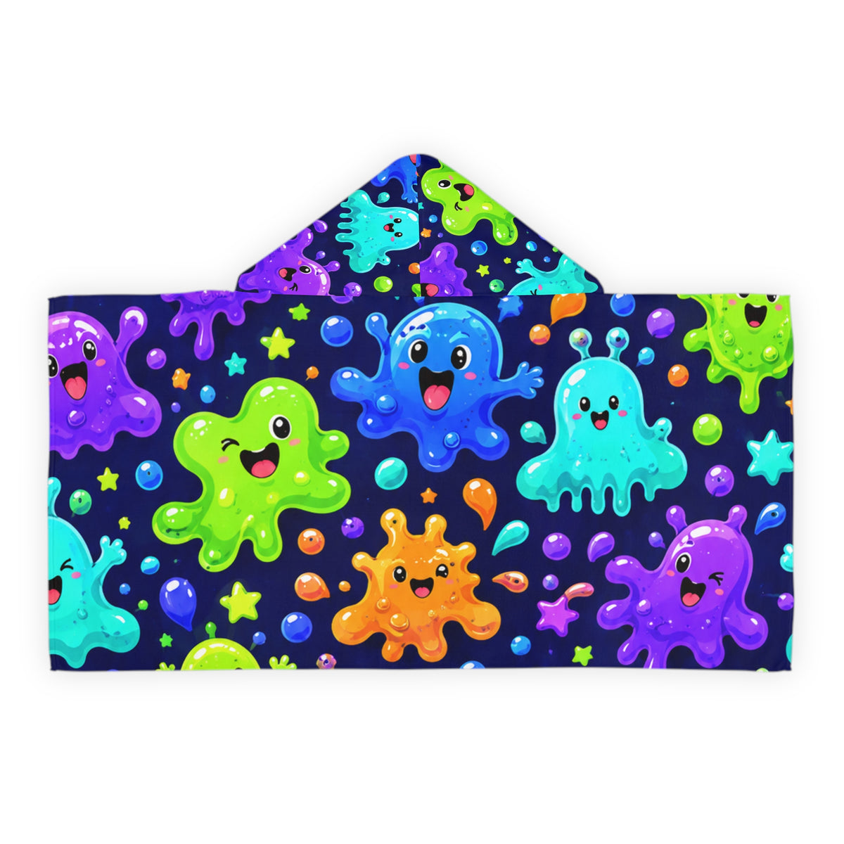 Kids Hooded Towel — Colorful Cute Slime Monsters Beach & Bath Wrap