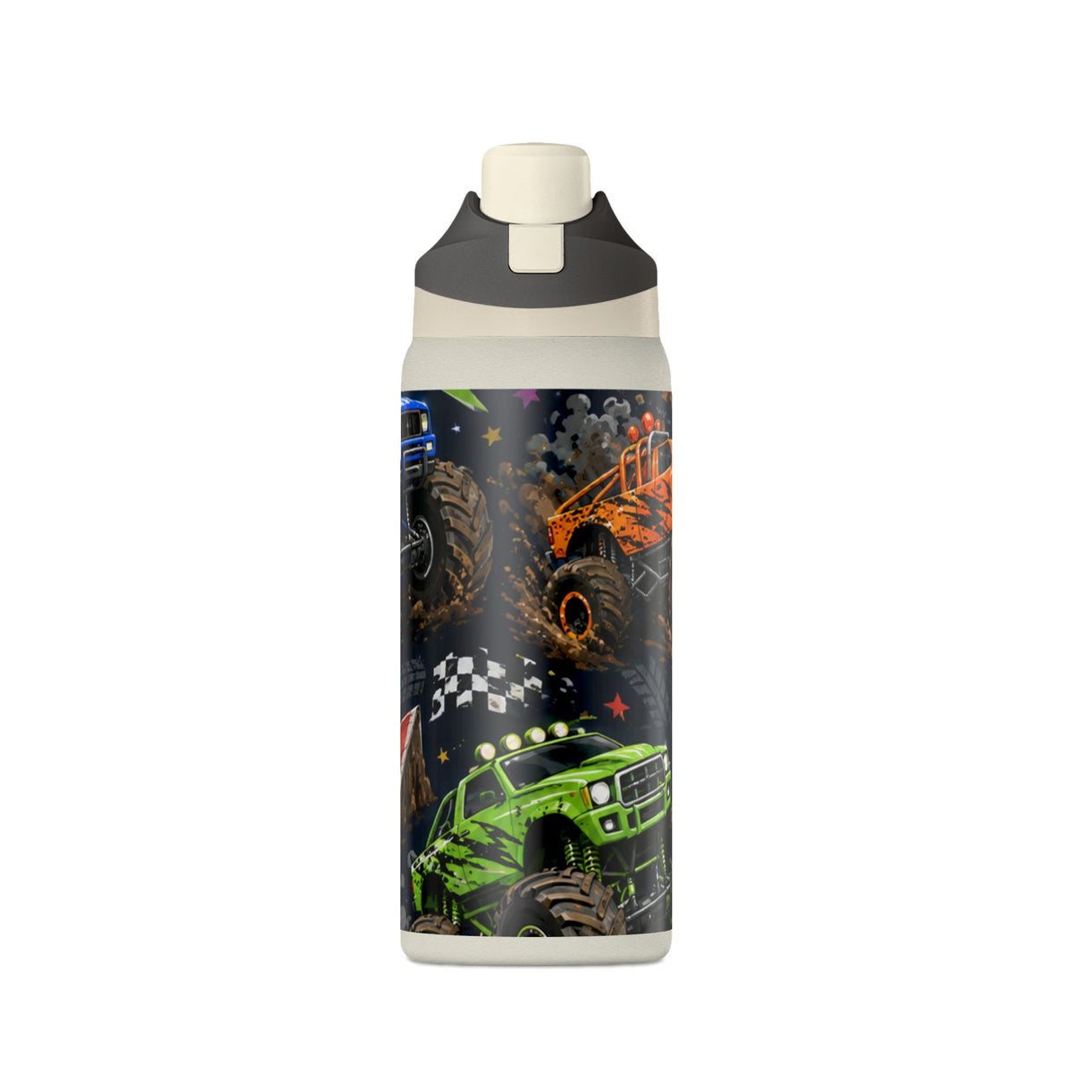 Monster Truck Insulated Water Bottle — 32oz Stainless Steel, Kids Racing Design