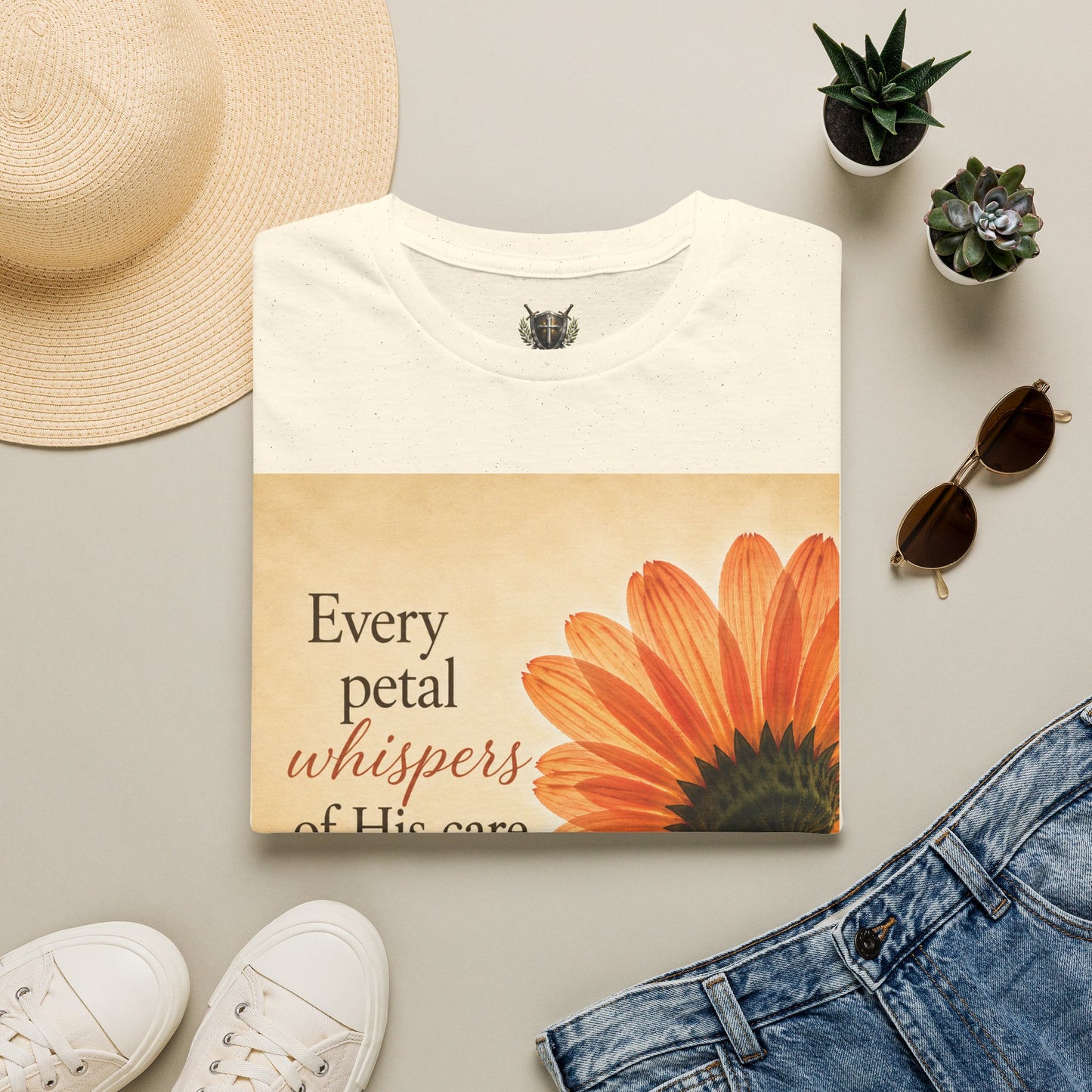 Sunflower Faith T‑Shirt — "Every Petal Whispers of His Care" Inspirational Tee