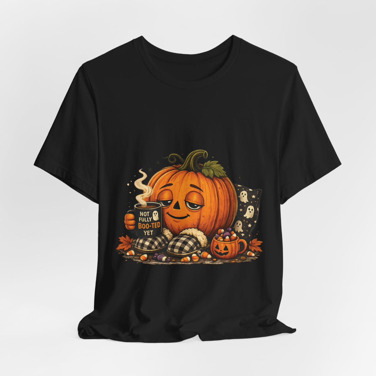 Cozy Pumpkin Coffee Halloween T‑Shirt