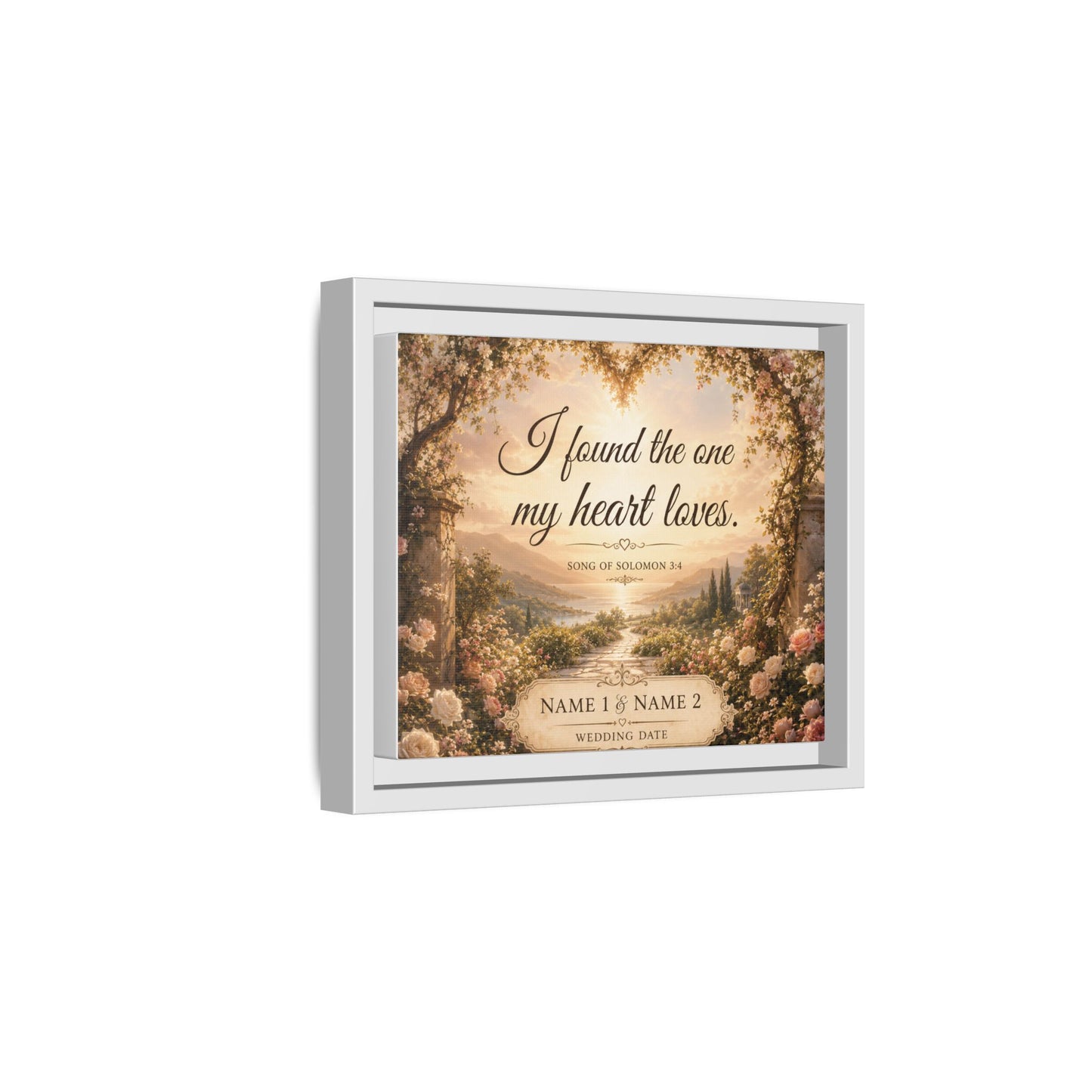 Framed Canvas Print — "I Found the One My Heart Loves" Personalized Wedding Art