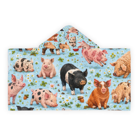 Kids Pig Pattern Hooded Towel – Cute Farm Animal Beach & Bath Wrap