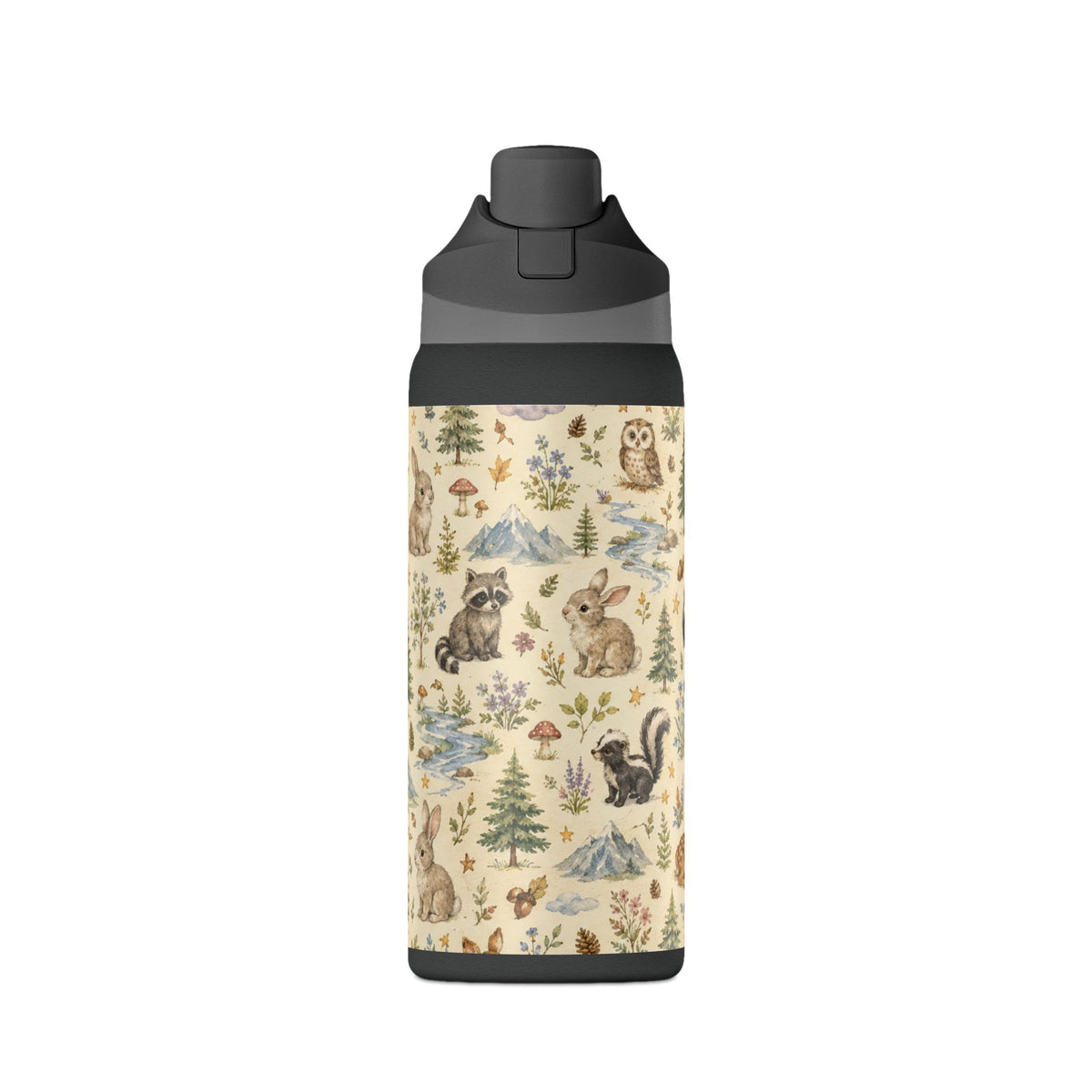 Insulated Water Bottle — Woodland Animals Pattern 32oz