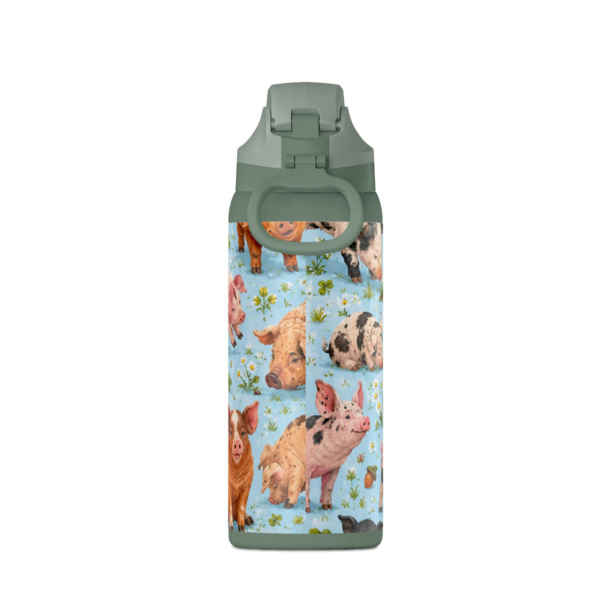 32oz Insulated Water Bottle — Cute Piglet Pattern Stainless Steel Tumbler