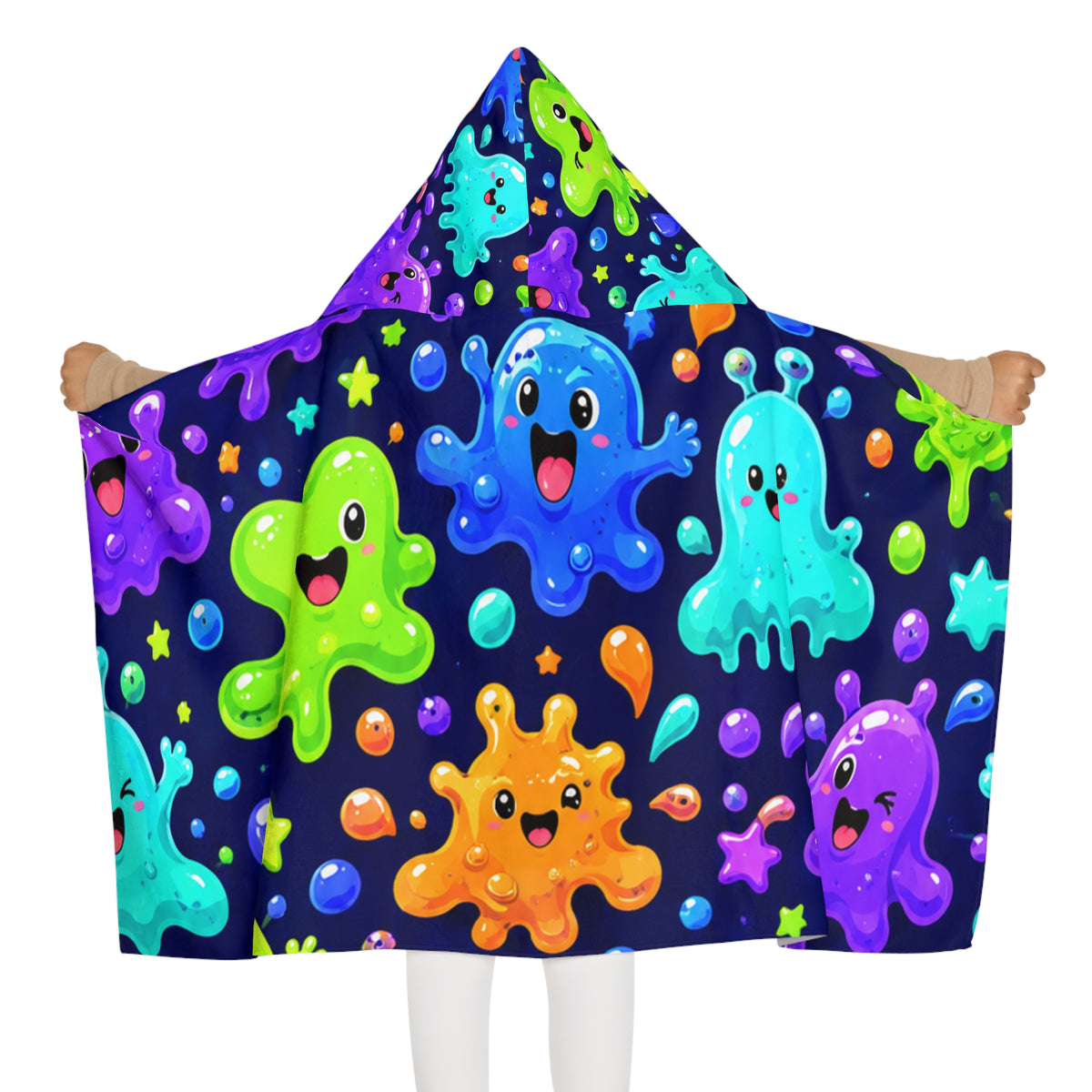 Kids Hooded Towel — Colorful Cute Slime Monsters Beach & Bath Wrap