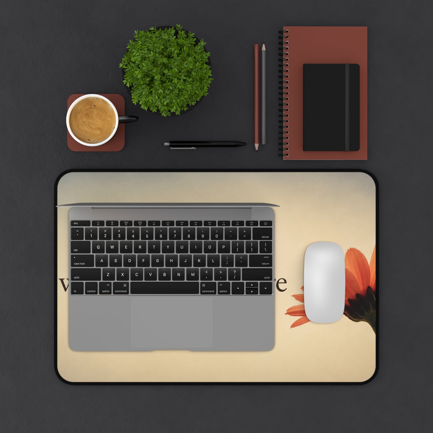 Christian Desk Mat — "Every Petal Whispers of His Care" (Matthew 6:28-30)