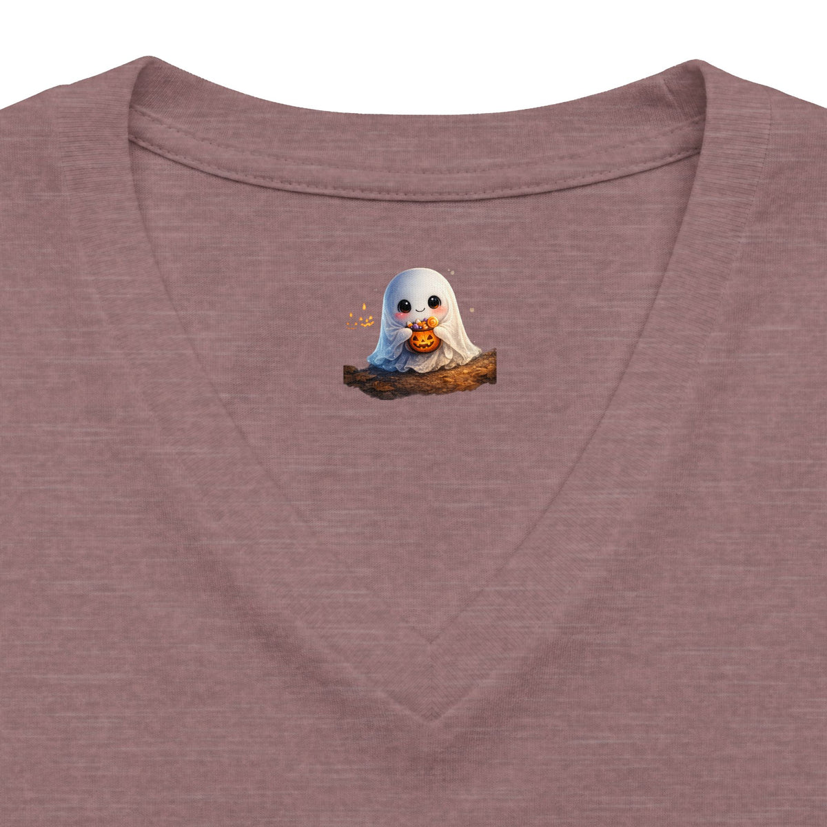 Abuela Halloween V-Neck Tee — Cute Pumpkin Ghost 'Abuela' Graphic