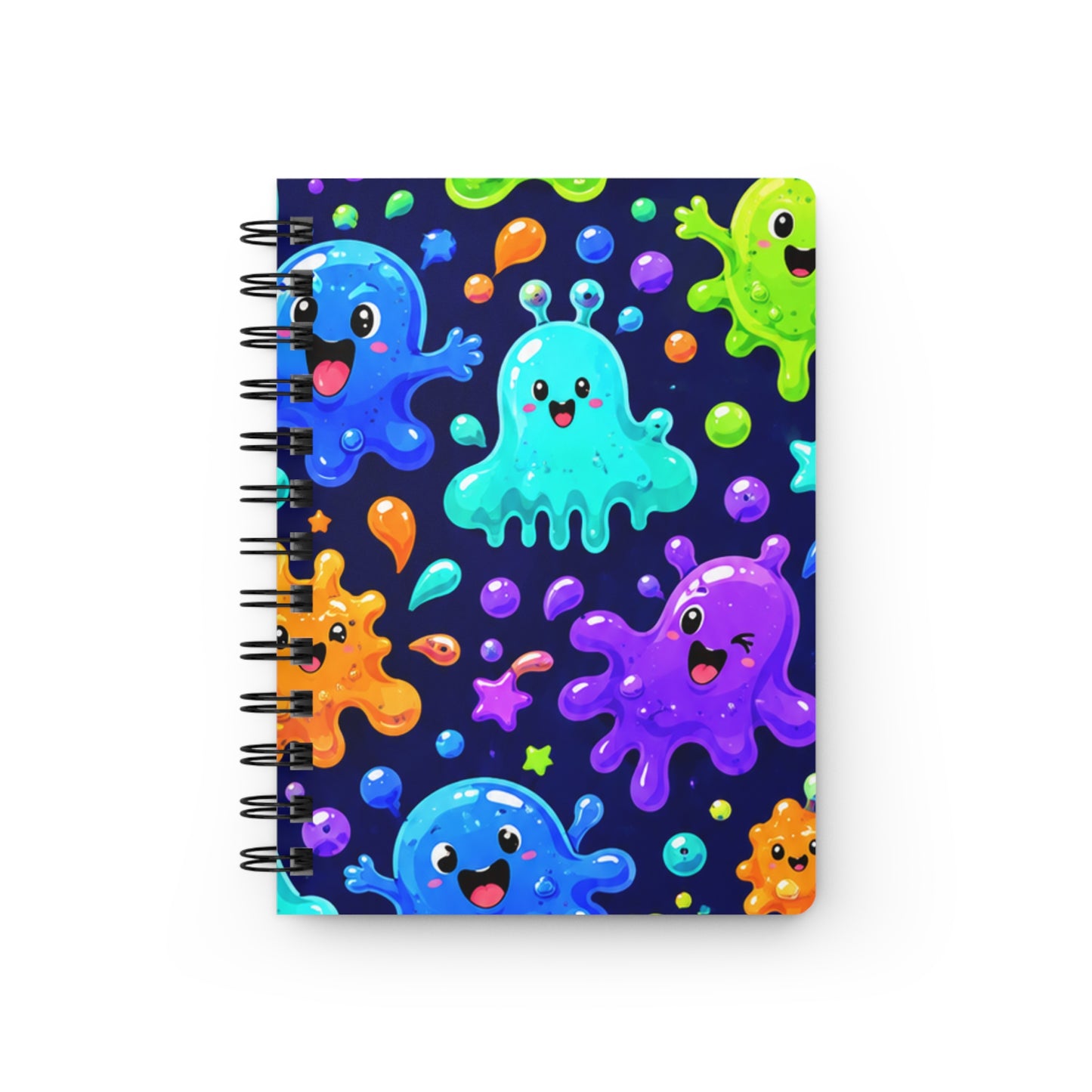 Kawaii Slime Monsters Spiral Notebook — Cute Colorful Journal for Kids & Teens