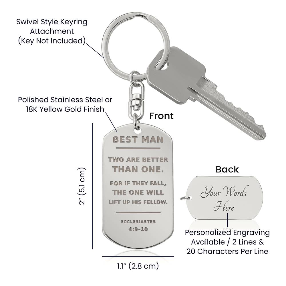 Personalized Best Man Scripture Keychain — Ecclesiastes 4:9–10