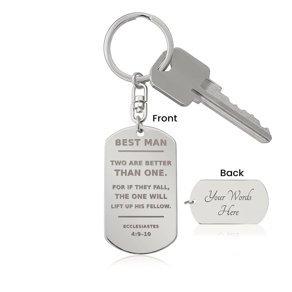 Personalized Best Man Scripture Keychain — Ecclesiastes 4:9–10