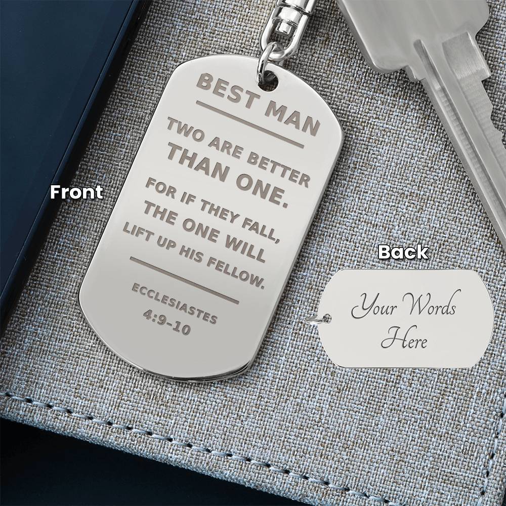 Personalized Best Man Scripture Keychain — Ecclesiastes 4:9–10