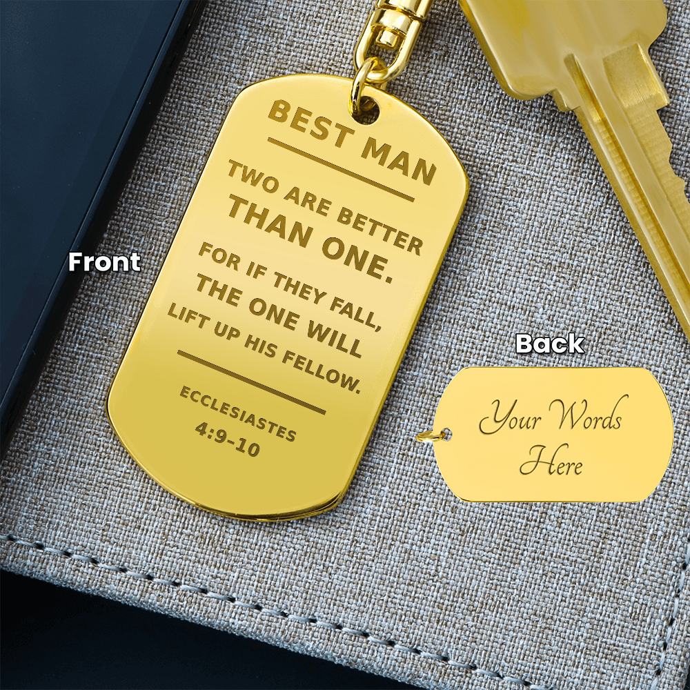 Personalized Best Man Scripture Keychain — Ecclesiastes 4:9–10