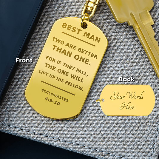 Personalized Best Man Scripture Keychain — Ecclesiastes 4:9–10
