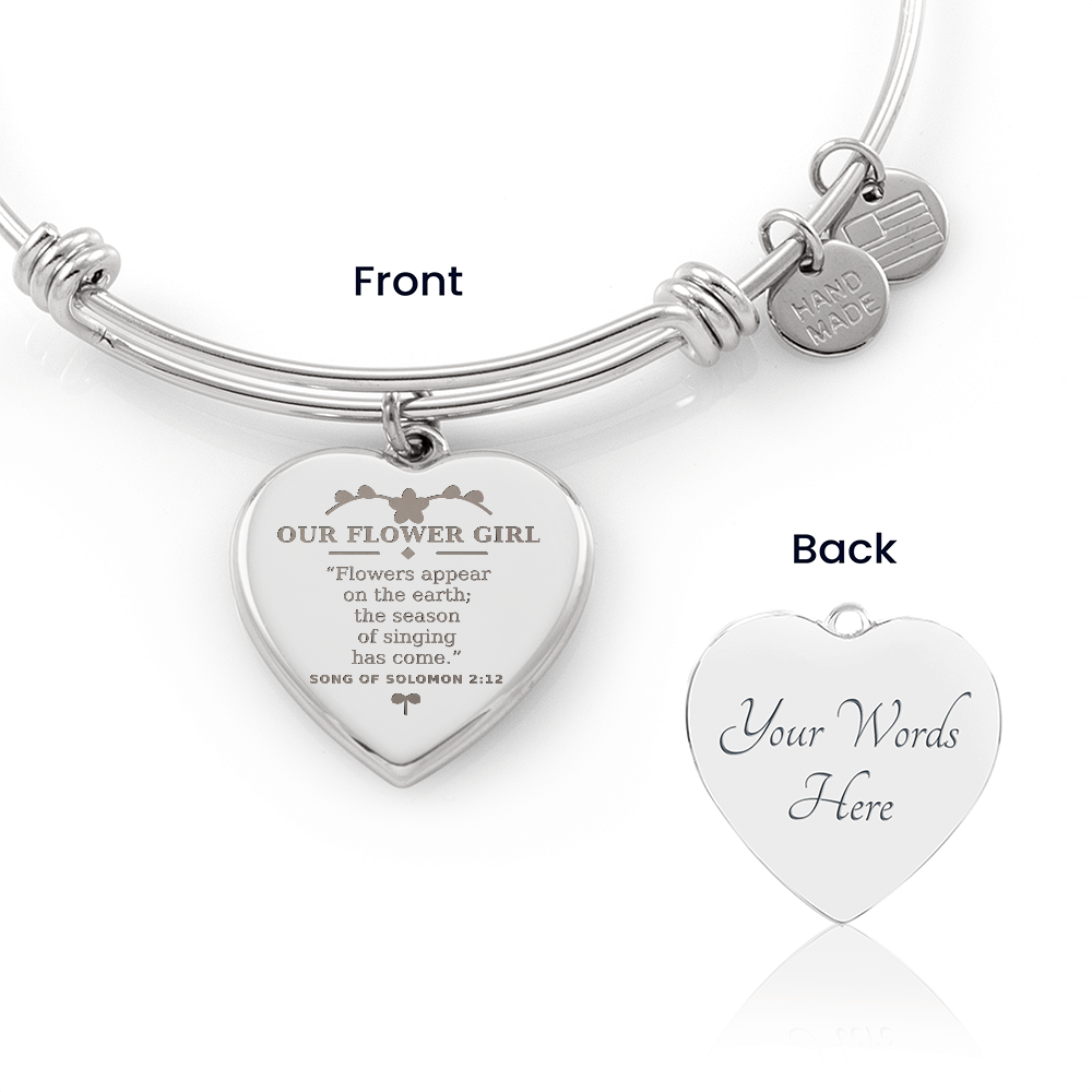 Personalized Flower Girl Heart Charm Bracelet – Song of Solomon 2:12 Christian Wedding Gift